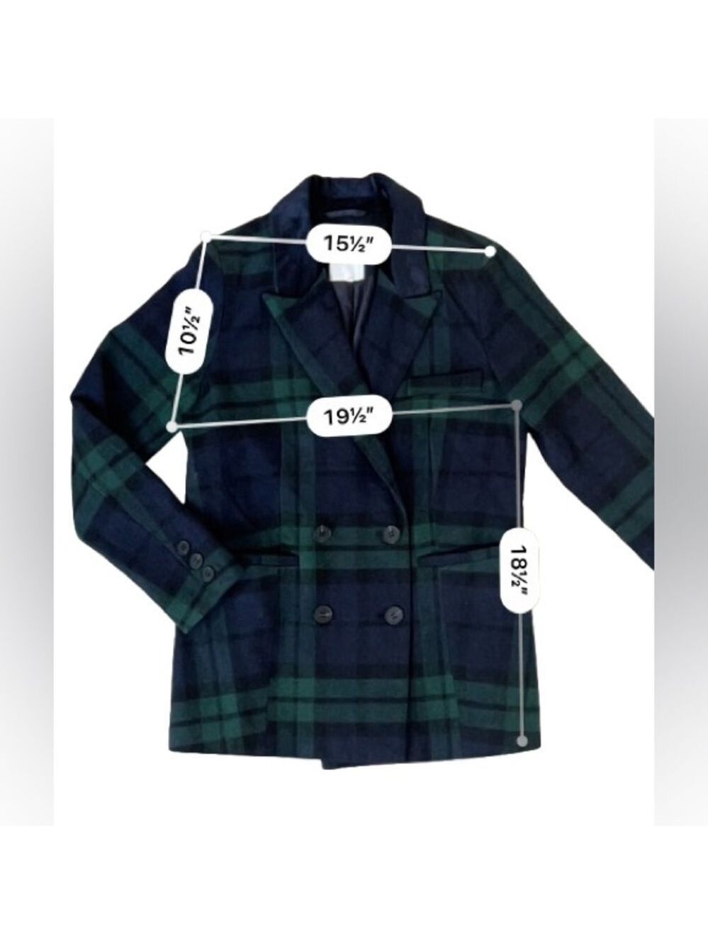 Avec Les Filles Black Watch Tartan Plaid Double Breasted Blazer Over Size Coat M - Picture 4 of 10